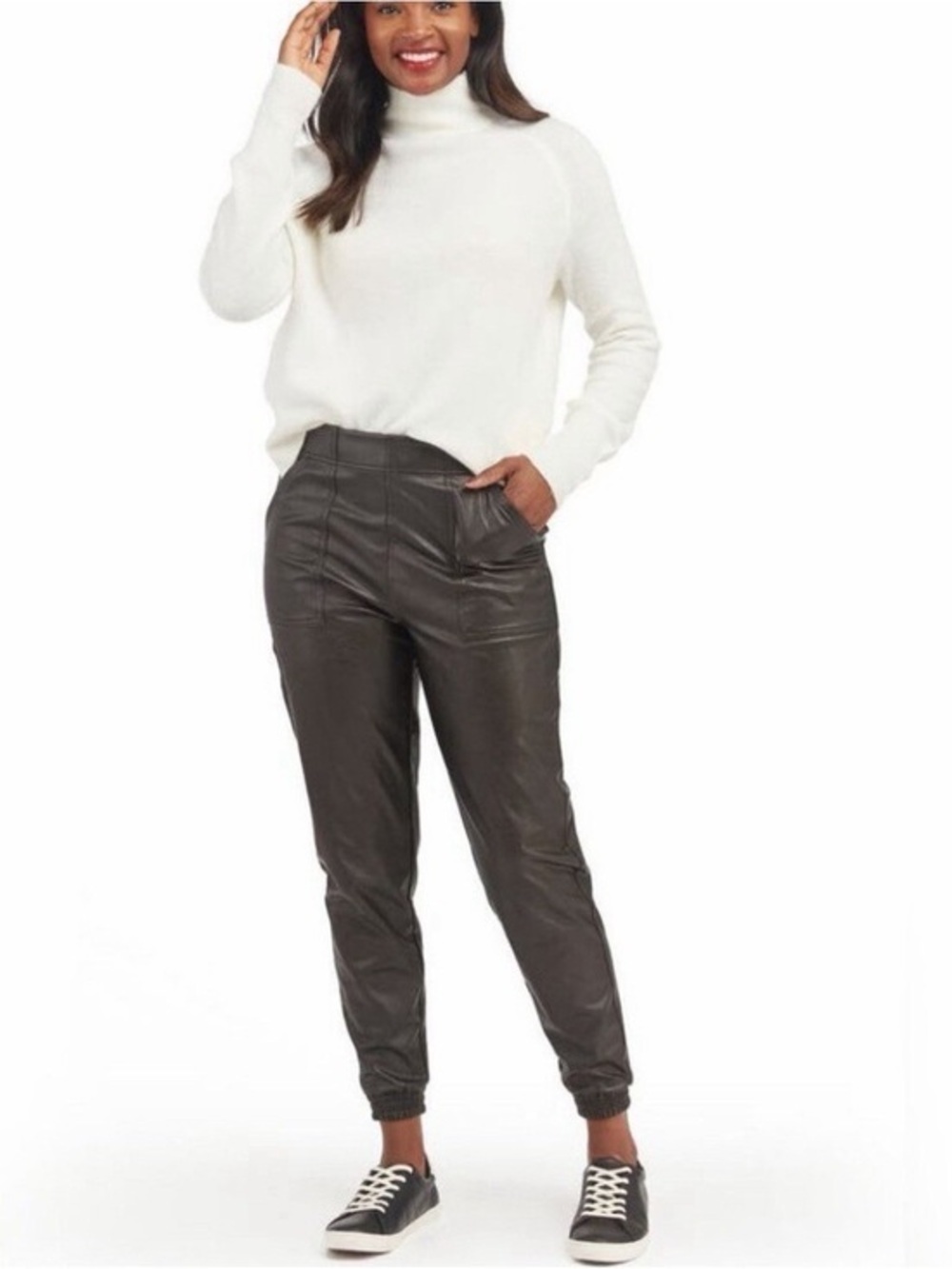 SPANX Faux Leather Jogger Pants Large